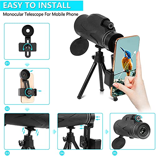 Qianglin Monokular Teleskop, HD 80x100 fernrohr Hochleistungs-Prismenteleskop, Handystativ Halterung, Vogelbeobachtung… – Bild 8