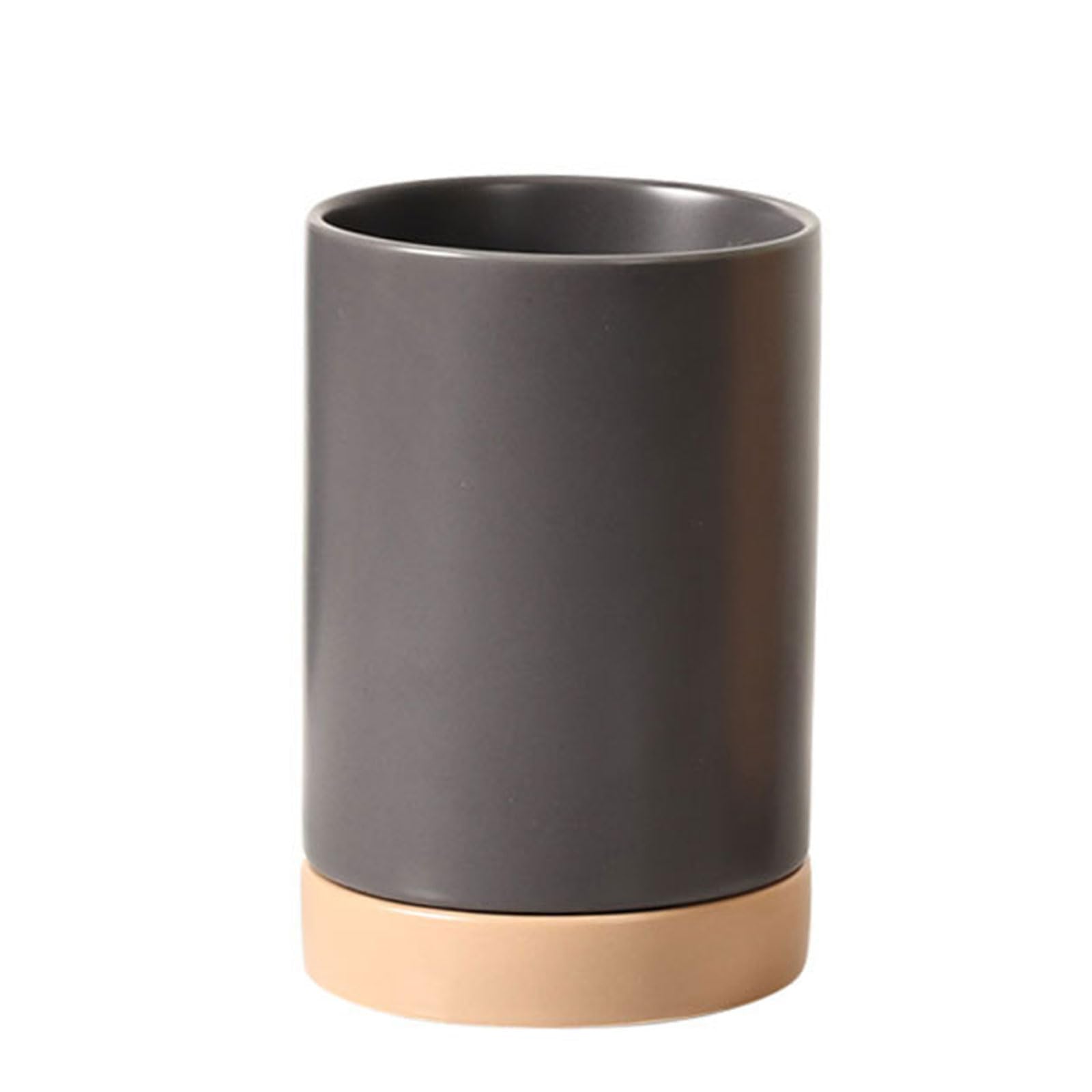Dxcaicc Utensil Holder,Large Ceramic Stable Utensil Caddy,Drainer Ceramic Cooking Utensil Holder,Ceramic Kitchen Utensil Holder for Countertop,Cooking utensils holder for Kitchen,Gray
