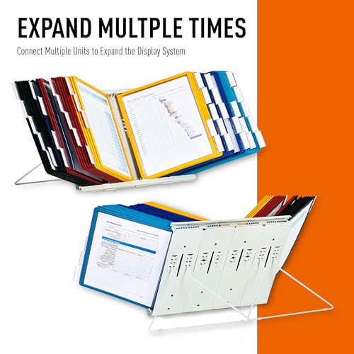Durable Instaview20 Pocket Expandable Desktop Reference System - Letter Size 10 Double-Sided Panels - Assorted Color Borders