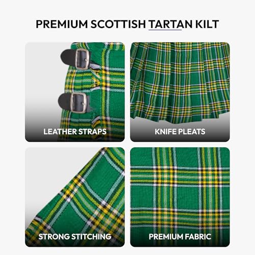 Image of 8 Yard Mens Kilt - Authentic Tartan Kilt for Men Highland Outfit for Weddings & Traditional Scottish Wear