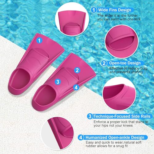 Gintenco Swim Fins, Kids Swim Training Fins for Lap Swimming, Travel Size Flippers with Mesh Bag, Silicone Swimming Fins for Kids Teens Adults Women Men - Thumbnail 2