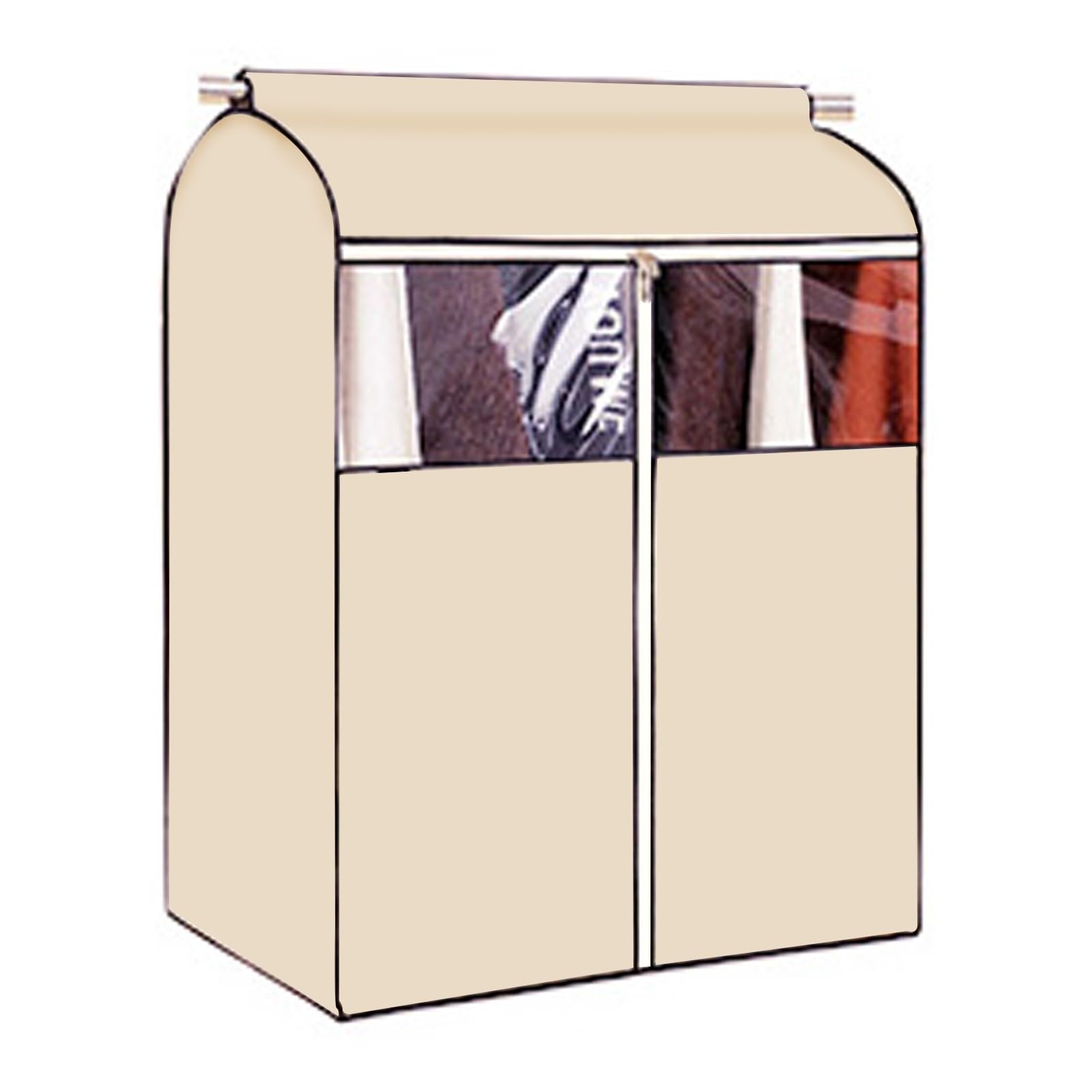 Funda Ropa Colgar Engrosado No Se Deforma Fácilmente Ventana Funda Protectora para Perchas De Suelo Adecuado para Ttrajes, Vestidos Y Otras Prendas(Beige,78x52x120cm)