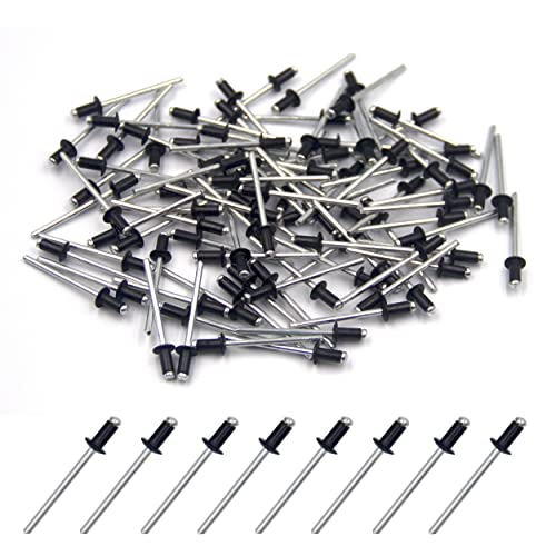 BESTYCHAO Black Pop Rivets, 100pcs Aluminium Blind Rivet 3.2mm x 6mm, Small Aluminium Rivets for Automotive,Home,DIY