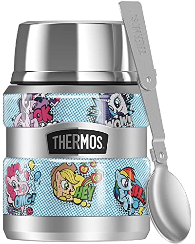 My Little Pony Tv Pony Comic THERMOS STAINLESS KING Stainless Steel Food Jar with Folding Spoon, Vacuum insulated & Double Wall, 16oz