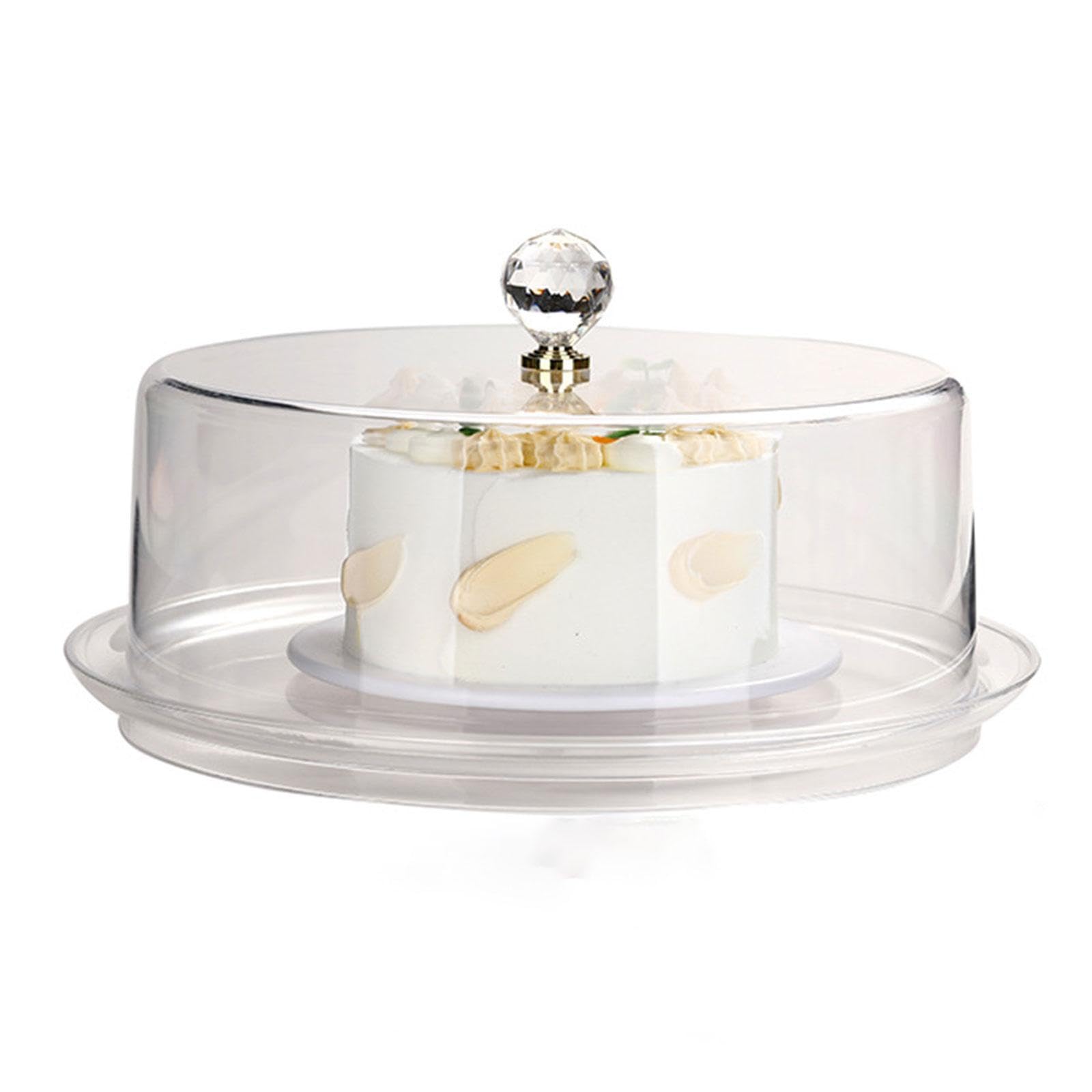 perfk Soporte para Tartas de acrílico con Tapa en Forma de cúpula, Bandeja para Tartas Transparente y Redonda, Soporte para Tartas Cubierto para Cocina, 34 X 34 X 13 Cm