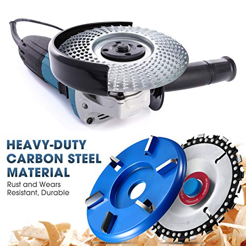 3 Pieces Wood Carving Disc Grinding Wheel Shaping Disc 6 Teeth Wood Turbo Carving Disc, 5/8 Inch Inner Diameter Angle Grinder Attachment for Wood Cutting Shaping Polishing