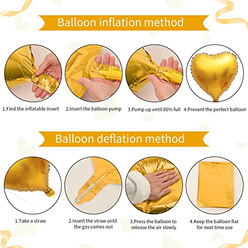 Image of Foil Heart Balloons Gold - 10PCS Heart Shaped, 18inch Metallic Love Foil Balloons for Helium, Golden Wedding, Valentine's Day, Birthday Party, Anniversary