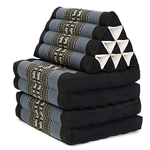 Image of Leewadee Comfortable Japanese Floor Mattress - Thai Floor Bed with Triangle Cushion - Futon Mattress - XL Extra Long Thai Massage Mat, 89 x 20 inches, Blue, Kapok Filling