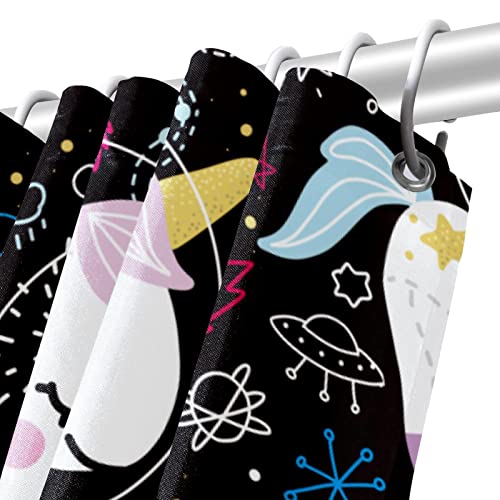Rideau de douche avec crochets bébé licorne imperméable et facile à installer - 6