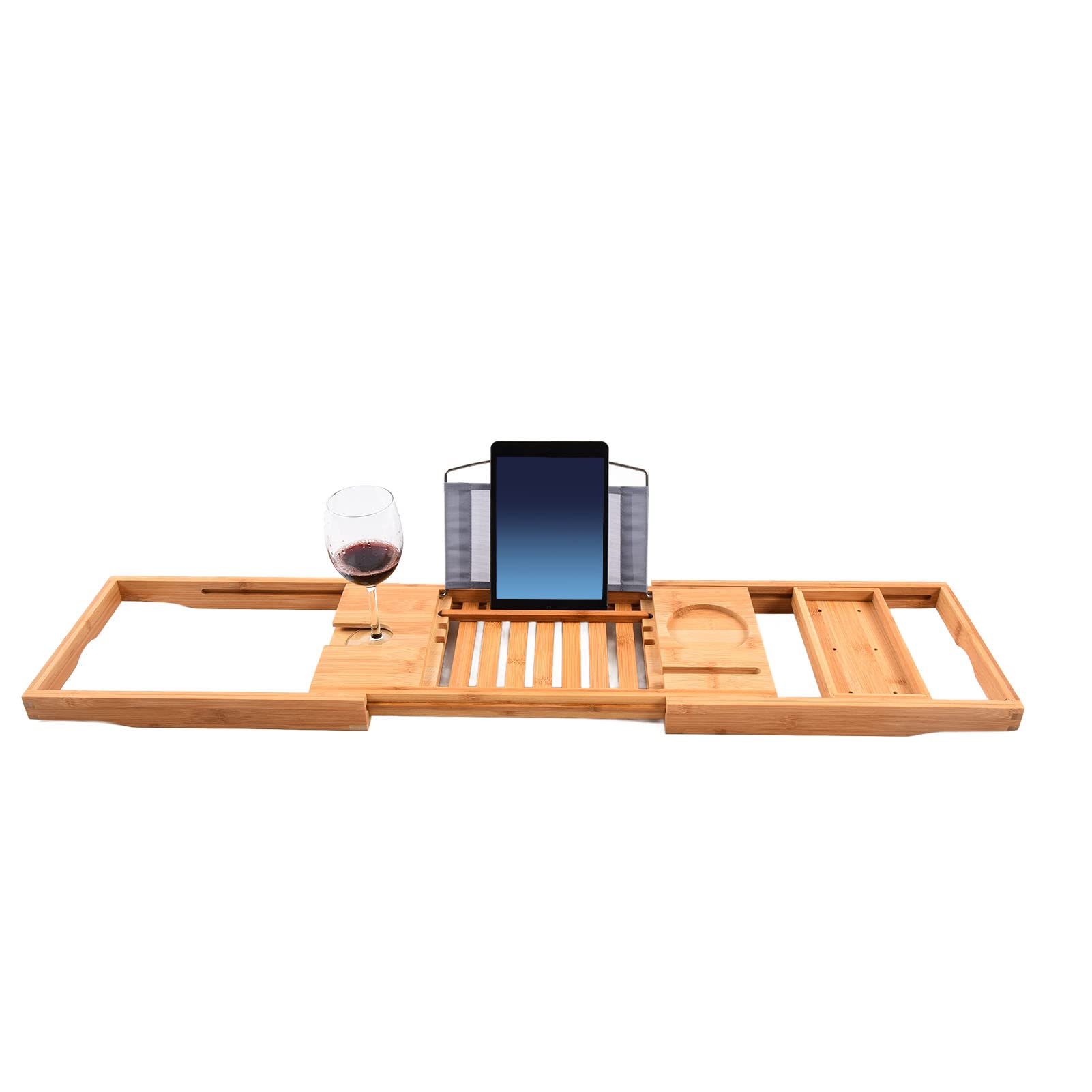 Bandeja de bambú para bañera de 69,5 x 22,5 cm, ajustable con soporte retráctil resistente, material ecológico, diseño estético, perfecto para spa y uso doméstico