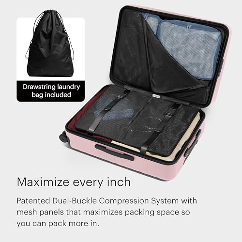 Image of Away Medium Checked Luggage - 26-Inch Lightweight Hardside Suitcase with Custom WhisperGlide 360 Wheels, Interior Compression System, TSA-Accepted Lock - Blush Pink