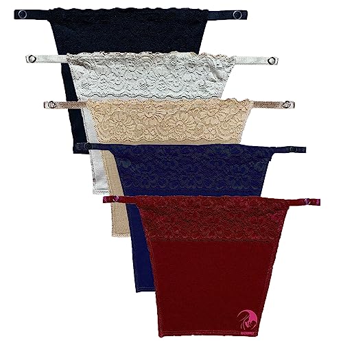 Image of Women's Cotton Clip on Mock Lace Camisole Deep Neck Cover Up Inners (Free Size)- Pack of 5pc