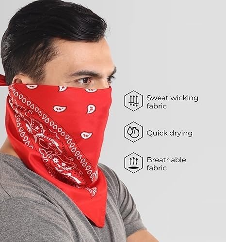 Image of SPIN CART Soft Breathable Cotton Paisley Bandana Handkerchief For Hair Head Bike For Men & Women