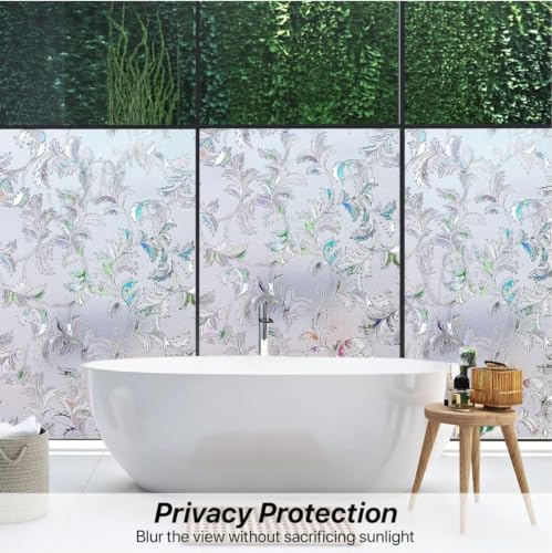 Image of WISDOM Privacy Window Film Frosted Glass Film Static Cling Glass Film No Glue Anti-UV Window Sticker Non Adhesive for Privacy Office Meeting Room Bathroom Living Room (Merigold, 24 x 118 inch)