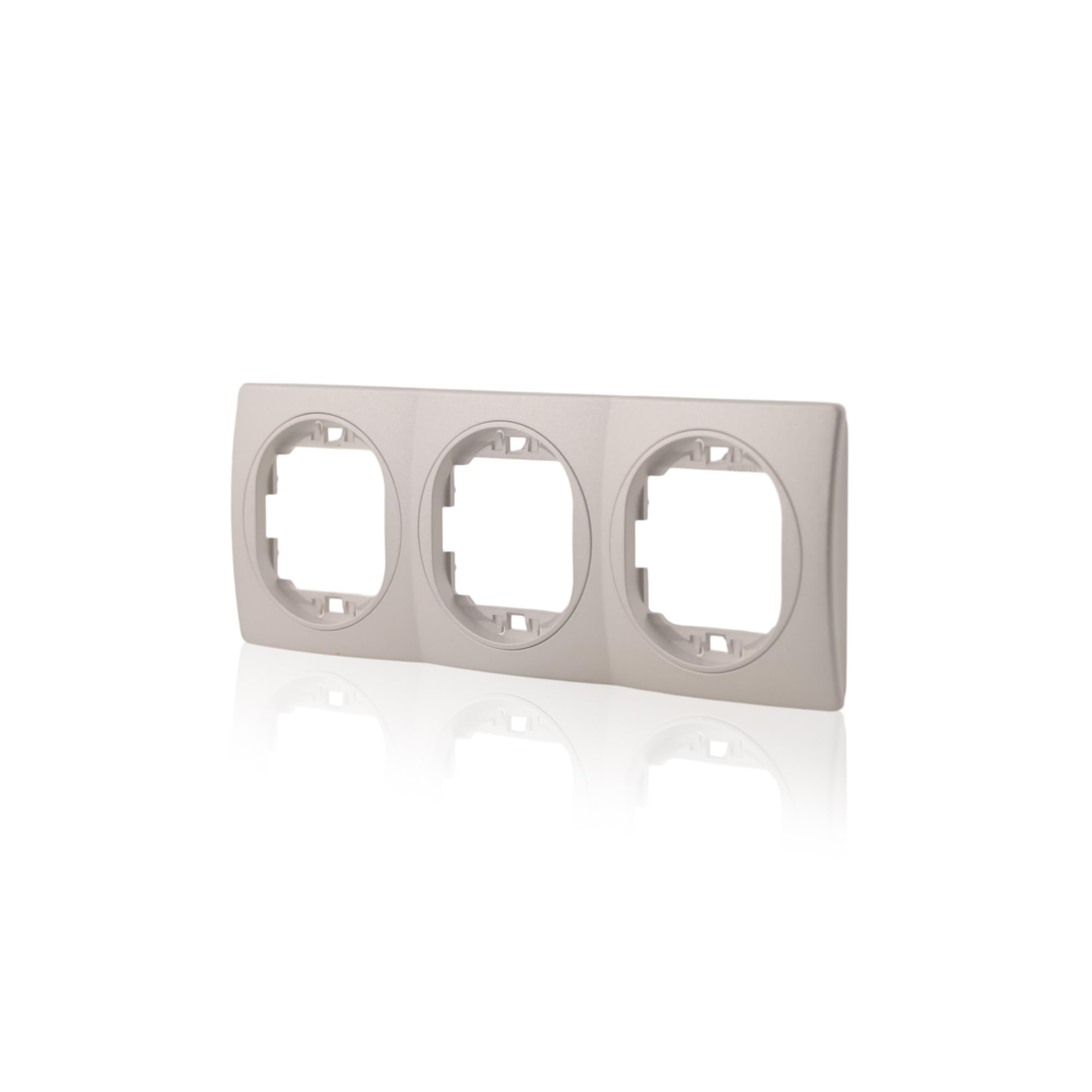 3x Datenbuchse Nobilis Set Silber 2xRJ45 Cat 6 FTP, Ø 60 mm & 3-fach Rahmen 80x222 mm horizontal ABS