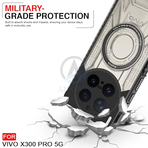 Image of AESTMO Hybrid Shockproof Back Cover Case for Vivo X300 Pro 5G Compatible with MagSafe | Hard Back Case Cover for Vivo X300 Pro 5G (PC & TPU, Translucent Back, Black Sides)