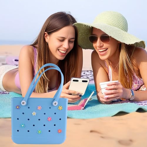 LIGHUFEIC 8 Pcs Flower Charm Accessory for Bogg Bags and Simply Southern Totes, Decorative Accessories toCustomize Your Beach Tote Bag