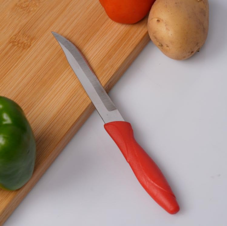 Image of Slyford 3-Piece Kitchen Knife & Peeler Set, High Carbon Stainless Steel, Non-Slip PP Handle, Cooking, Cutting, Slicing, Utility, Home and Restaurant Use (Multi Colour)