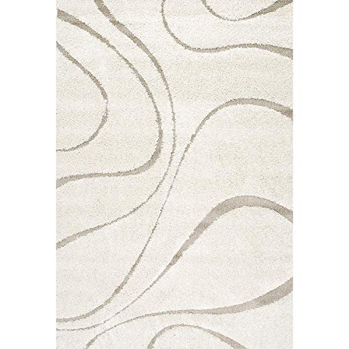 Image of Shaggy Floor Carpets for Living Room, Elegant Bed Side RunnerBedside Carpet, Sofa Area Wedding Carpet,(6x9 Feet, Ivory & Beige)