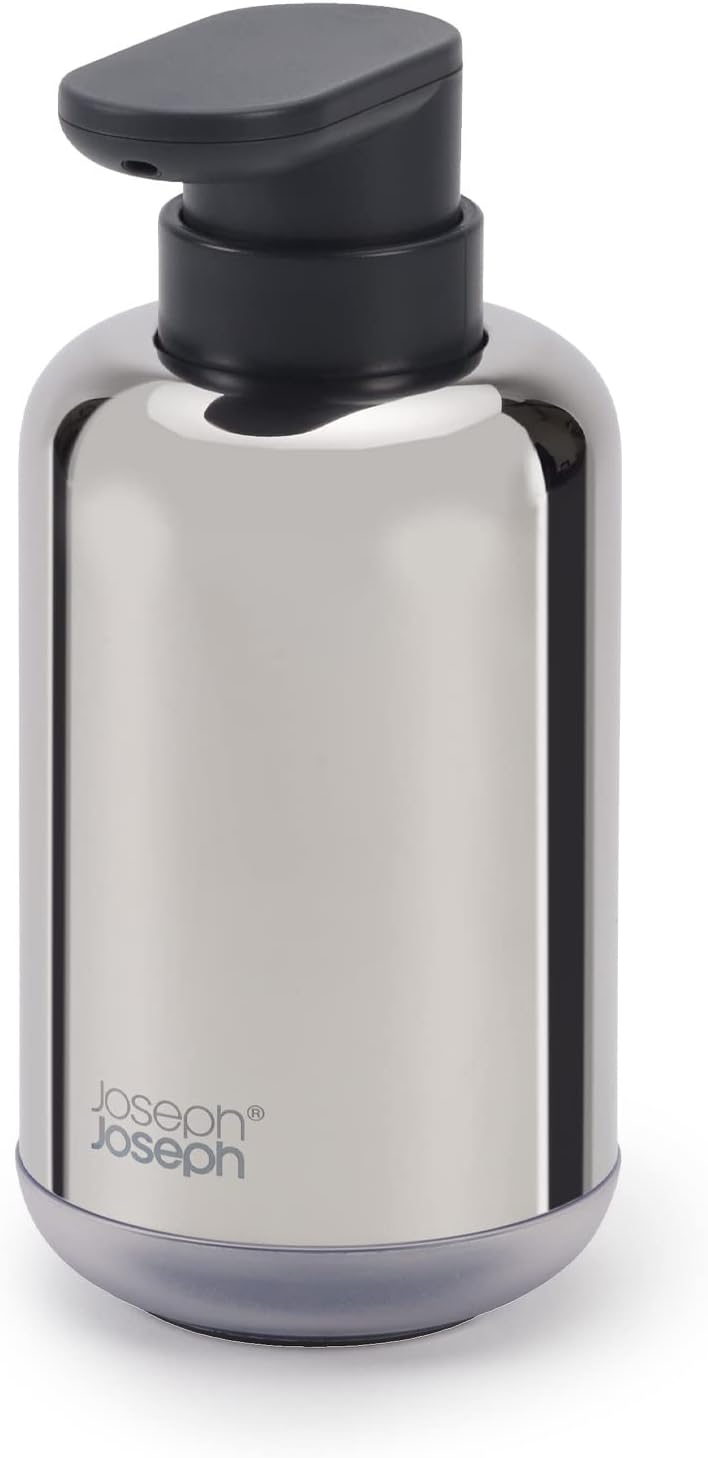 Premium EasyStore Luxe Stainless-Steel Soap Pump | Durable Soap Dispenser with Easy-Push Pump, 300ml Capacity, Non-Slip Base & Transparent Window | Stylish Bathroom & Kitchen Accessory
