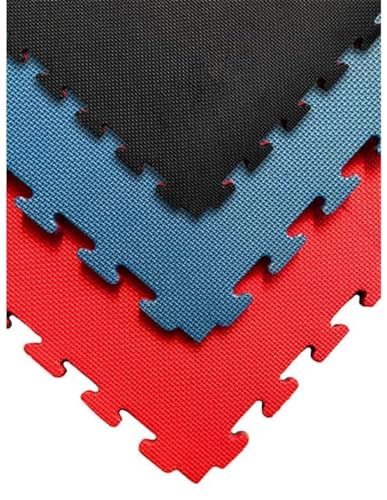 Jardin202 - Tatami Puzzle 1000x1000x20 mm | Esterilla Reversible Antideslizante | Suelo para gimnasios y Judo | con Bordes | Rojo y Negro