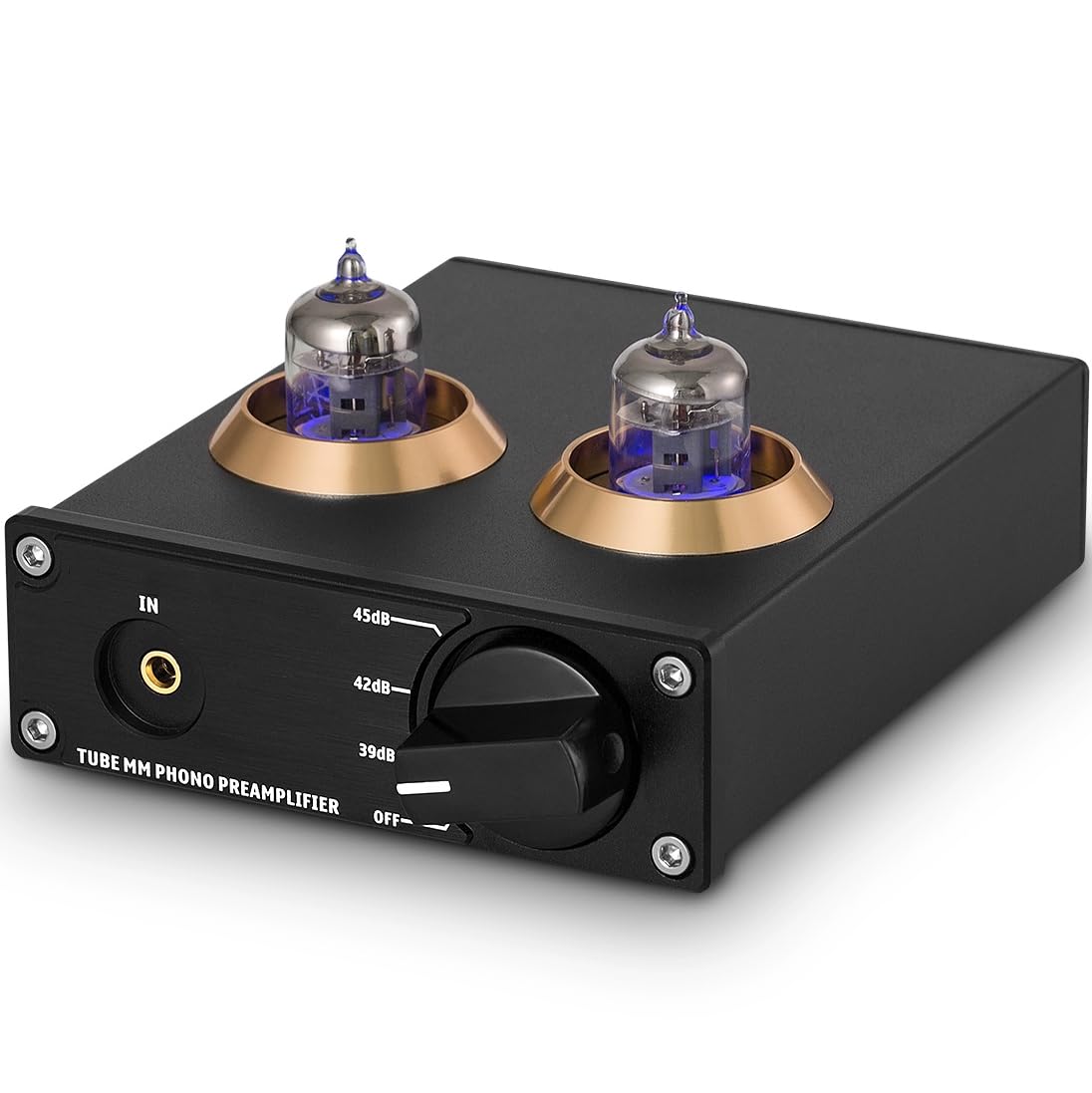 Mini preamplificatore audio, passo phono HiFi MM per platino, 2 tubi a vuoto, con interruttore di regolazione del guadagno, per Home Theater HiFi