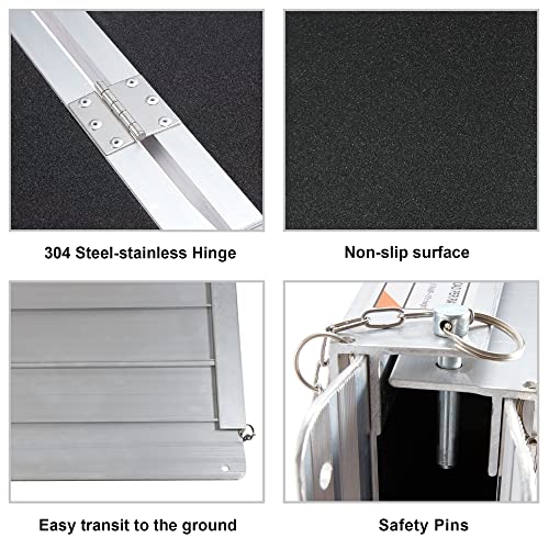 Habutway 6Ft Wheelchair Ramp Folding Aluminum Portable Non-Slip Ramps Holds Up To 800 Lbs Utility Mobility Access Threshold Ramp Suitcase With Applied Slip-Resistant Surface Handicap Ramps #TOP4