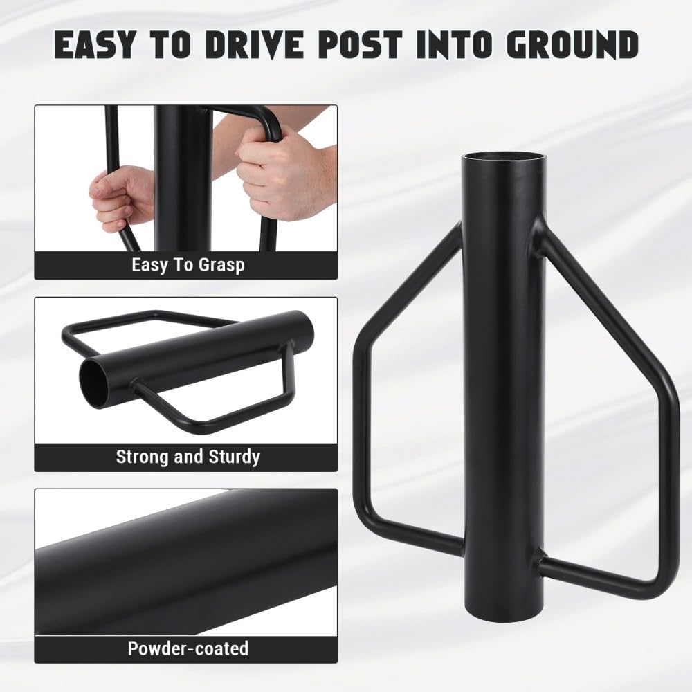 Post Hole Driver, Post Driver with Handles,Post Hole Diggers Manual for t-Posts, u Channel, Metal Post and Sign Post Pole Driver Tool Black 12 lbs