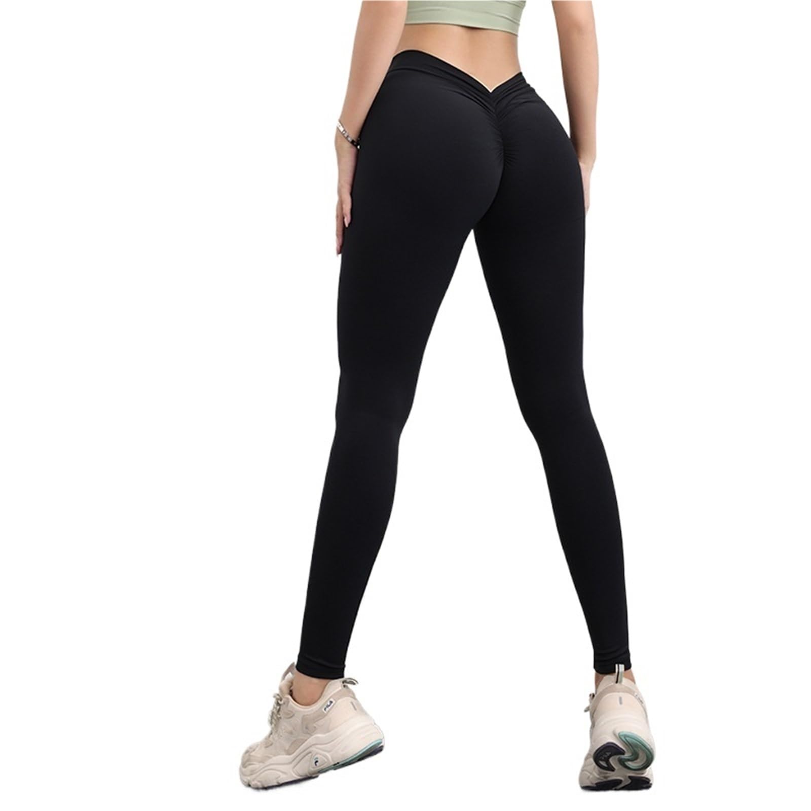 Leggings Sport Femmes Pantalon Leggings de sport Push Up avec dos en V for femmes, pantalons de Yoga, Fitness, course à pied, entraînement, gymnastique, filles Pour Le Yoga, L'Exercice, Le Sport(Black