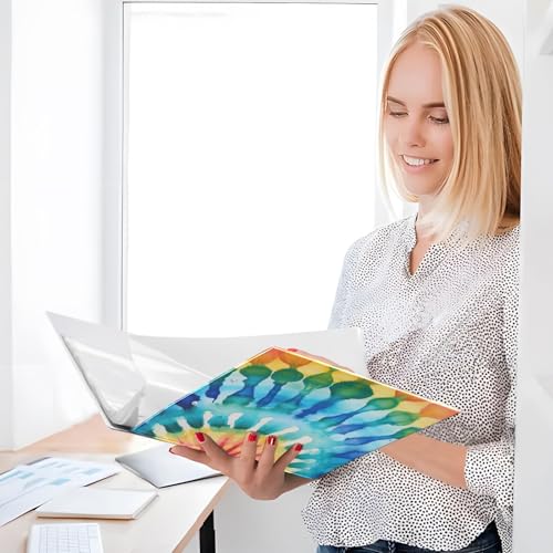 Image of 3 Ring Binder Rainbow Tiedye Aa 1.5 inch Binders Three Ring Binders with Clipboard Fit 8.5'' x 11'' Paper 3 Interior PVC Clear Pockets for Office Supplies