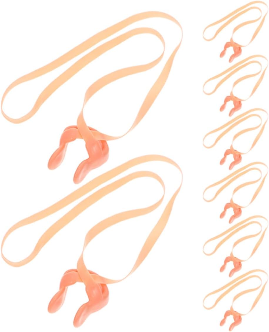 SUPVOX 8pcs Emulsion Swim Nose Clips with Strap for Swimming Competition and Training, Waterproof Nose Protector with Antiloss Design and Soft Comfortable Fit in Beige