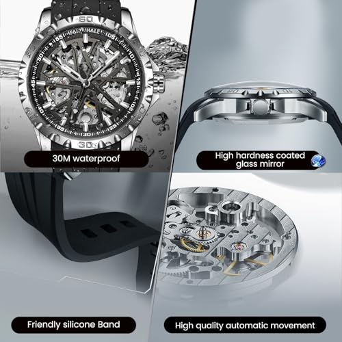 Image of WeCool Fairwhale Automatic Mechanical Watch for Men Luxury Skeleton Analog Men's Watch 50M Waterproof Luminous Unique Cool Wrist Watchs | Best Gift for Males