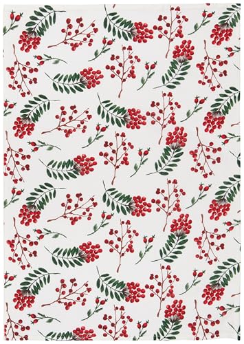 Image of Now Designs Winterberry Baker's Floursack Christmas Dishtowels Set of 3 - Festive Kitchen Towels for Holiday Baking