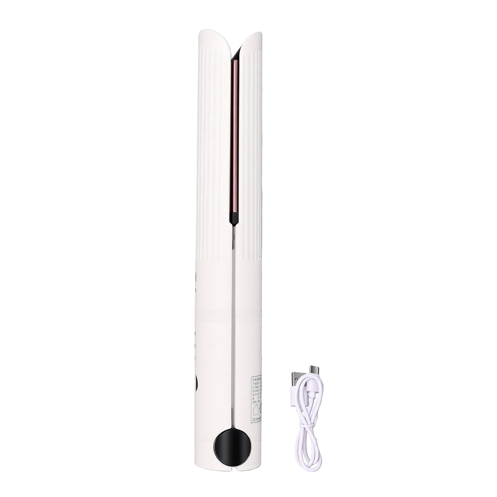 ZJchao Plancha de Pelo Inalámbrica, Mini Rizador Recargable por USB con 3 Temperaturas 160-200°C, para Viajes, Dormitorio y Salón (WHITE)