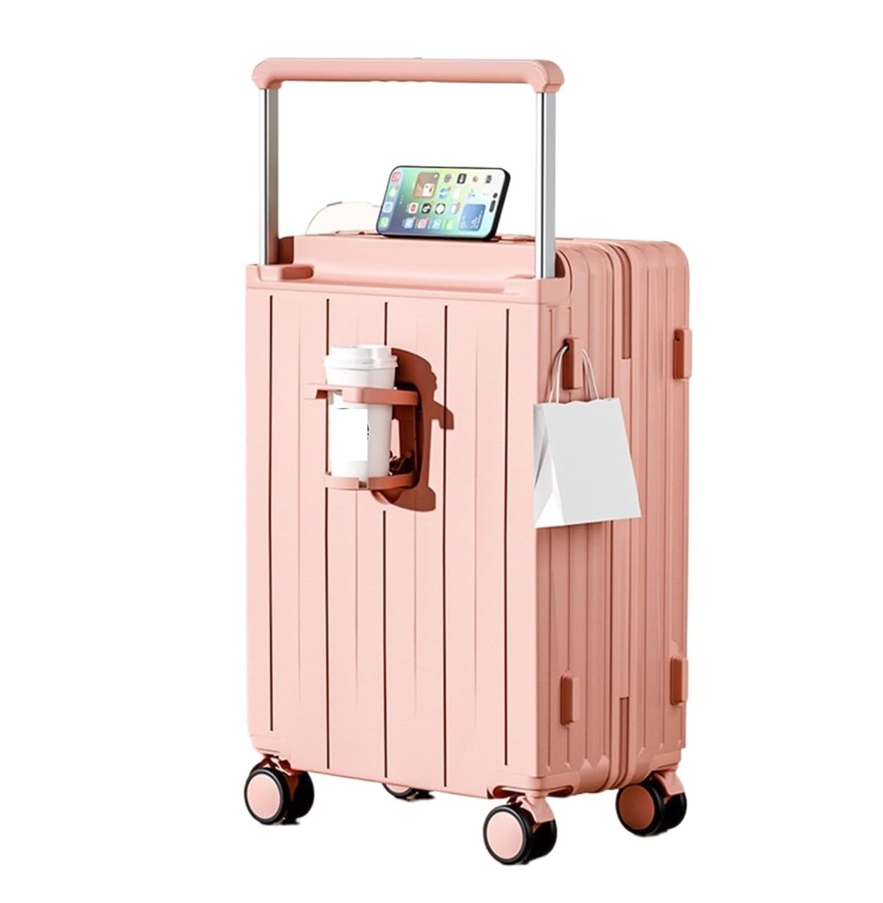 Valigia Valigia Trolley Larga da Viaggio Multifunzionale con Password Valige Bagaglio Mano(Pink,24inch)