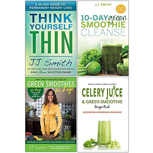 Think Yourself Thin, 10 Day Green Smoothie Cleanse, Green Smoothies for Life, Celery Juice & Green Smoothie Recipe Book 4 Books Collection Set