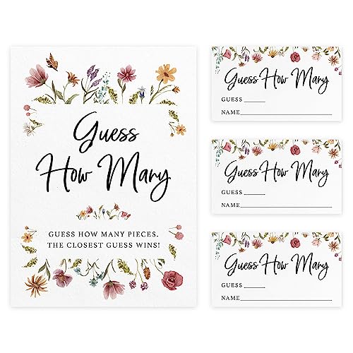 Guess How Many Shower Game 50 Cards + Sign Wildflower in Bloom