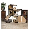 Prevue Pet Products Catville Townhome - Indoor Cat Tower with Scratching Post, Multi-Level Cat Tree Condo for Climbing, Condo with Perches, Furniture, and Dangling Toys - Leopard Print