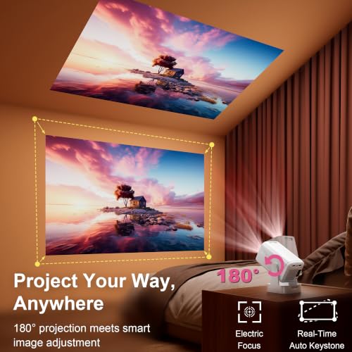 Smart Mini Projector, Native 1080P Projector with WiFi and Bluetooth - Image 4