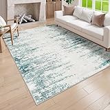 Lahome Modern Abstract 5x7 Rug Living Room Rug, Washable Accent Area Rugs for Bedroom Non Slip Low Pile, Soft Contemporary Carpet for Dining Room Dorm Office Decor, Green/Grey