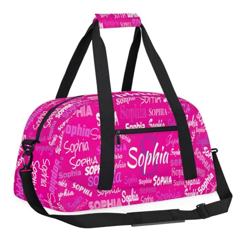 Personalized Gym Bag Kids Girls, Custom Name Carry On Weekender Gymnastics Dance Bag for Women Traveling Business Trip, Deep Pink Color3