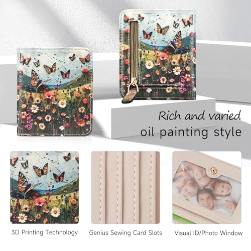 MEITRUE Slim Small Wallet for Women RFID Womens Wallet Leather ID Credit Card Holder whit Zipper Coin Pocket Bifold Compact Wallet4