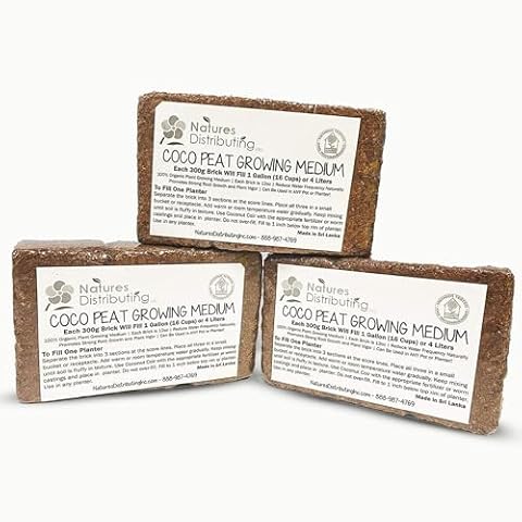 Coco Peat Premium 100% Organic Natural Fiber Healthy Growing Medium for All Plants - Coco Coir, 300 Gram Bricks Makes 3 Gallons – Qty 6 Cover
