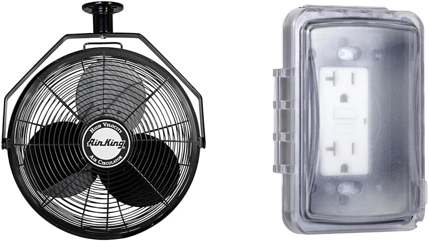 Air King 18-Inch 8780 CFM Industrial Ceiling Fan and TayMac Weatherproof Outdoor Receptacle Cover