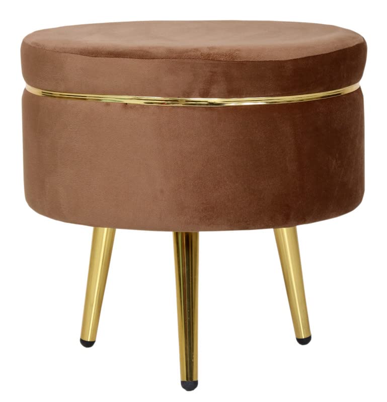 Image of Ottoman Stool for Living Room, Velvet Foot Rest Puffy for Sofa, Foot Stool for Sitting, Modern Puffy for Bedroom, Metal Legs Ottoman for Home Decor, 17 inch Height (Stool-Mouse)