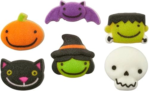Decoraciones de azúcar de Halloween para cupcakes y galletas (amigos espantosos)