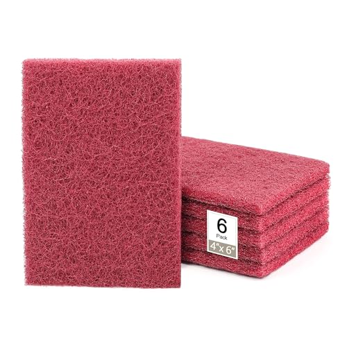 QZATTCAEN 4 x 6 Scuff Pad Maroon 6 Pack - Scuffing Scouring Sanding Paint Primer Prep Adhesion Scratch - Surface Preparation Automotive Car Auto Body Woodworking 7447