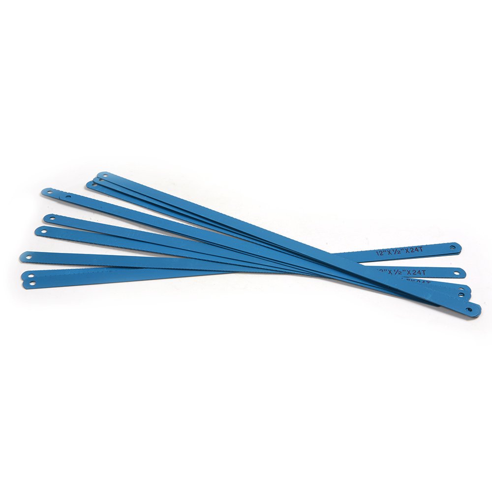10 hojas de sierra de acero al carbono azul 24TPI de 300 mm, hoja de sierra de repuesto, herramientas de corte de metal multifuncionales para proyectos de bricolaje