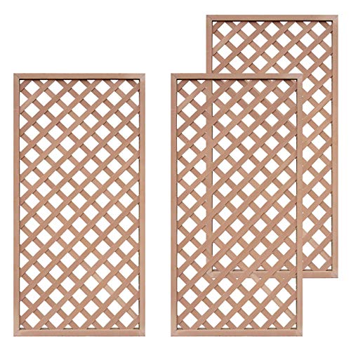 アイガーデン(igarden) アイウッド人工木製 ラティス ナチュラル 3枚セット 高さ175cm幅90cm厚み3.5cm クロス 格子タイプ 塗装不要 シロアリ防止 日除け 境界フェンス アイガーデンオリジナル 樹脂製 目隠し ディスプレー フェンス