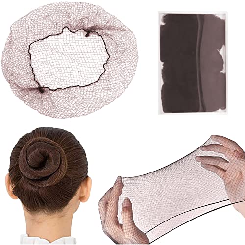 VEGCOO Filet Chignon, 30 Pcs Filet à Cheveux Élastique Invisible en Nylon Résistant à L'usure Filet à Cheveux Extensible pour Femmes (Marron foncé)